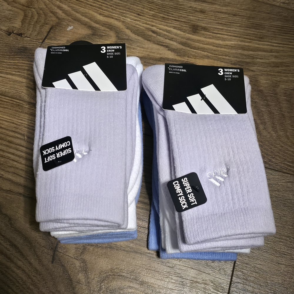 Adidas Women's Super Soft Crew Socks -Colorful 6 Pair. MSRP $48